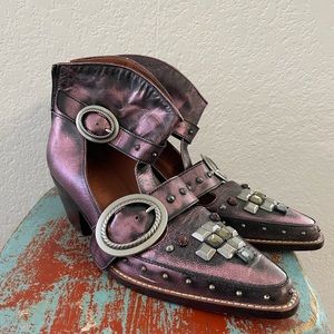 Coach Purple Cut Out Western Creeper Bootie Size 7.5 Womens Boot Studded Ankle